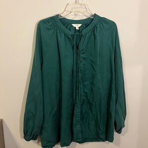TERRA & SKY Deep Green Long Sleeve Blouse
